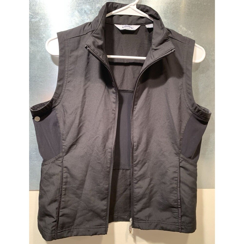 Callaway Golf Vest M BLACK Full Two-Way Zip, Mesh Vent Mock Neck Womens